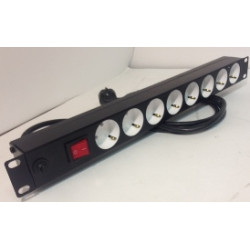 Блок розеток 19 1U, 8 розеток, 16 A, выключатель, шнур 2м, евровилка, рековый, PDU-8P-2EU