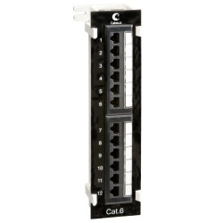 Коммутационная патч-панель Cabeus, 19", 1HU, 12xRJ45, кат. 6, экр., порты в 1 ряд, цвет: чёрный, PL-12-Cat.6-WL-DualIDC