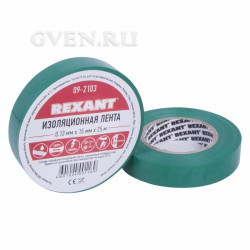 Изолента 15мм х 25м зеленая  REXANT