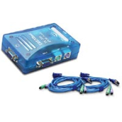 TK-200K TRENDnet KVM переключатель 2-port KVM Switch Kit ( Include 2 x KVM Cables) (электронный Консольный коммутатор/переключатель 2-х ЦПУ с кабелем, PS/ 2)