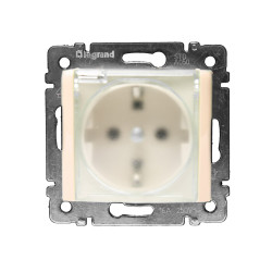 Розетка электрическая Legrand Valena, 2к+З, 16А, 58x51, шторки защитные, цвет: слоновая кость, винтовые зажимы, крышка