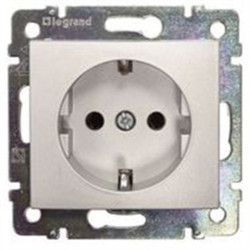 Розетка электрическая Legrand Valena, 2к+З, 16А, 58x51, цвет: алюминий, винтовые зажимы