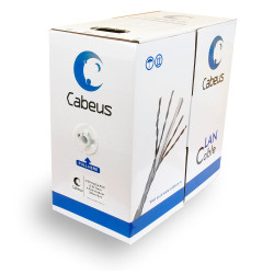 Кабель витая пара Cabeus, F/UTP, 4 пар., кат. 5е, 100МГц, d 5,4 мм , AWG24, PVC, 305м, бухта, цвет: серый