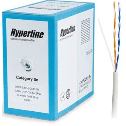 UTP2-C5E-SOLID-GY-500 Hyperline Кабель витая пара, неэкранированная UTP (U/UTP), категория 5, 2 пары (24 AWG) , solid, серый, PVC (500 м) UTP2-C5E-SOLID-GY-500 Hyperline Кабель витая пара, неэкранированная UTP (U/UTP), категория 5, 2 пары (24 AWG) , solid, серый, PVC (500 м)