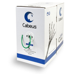 Кабель витая пара Cabeus, U/UTP, 4 пар., кат. 5е, 100МГц, d 5,1 мм , AWG24, PVC, 305м, бухта, цвет: зеленый