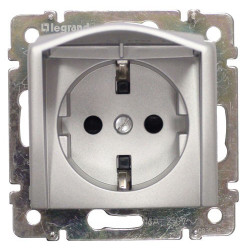 Розетка электрическая Legrand Valena, 2к+З, 16А, 58x51, цвет: алюминий, винтовые зажимы, крышка