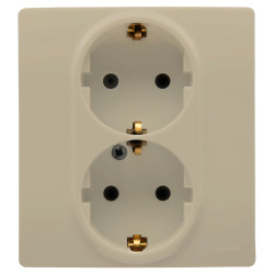 LEGRAND 672323 Модуль розетки 2 х 2К+З, 10AX, с винтовыми зажимами, немецкий стандарт, слоновая кость, ETIKA