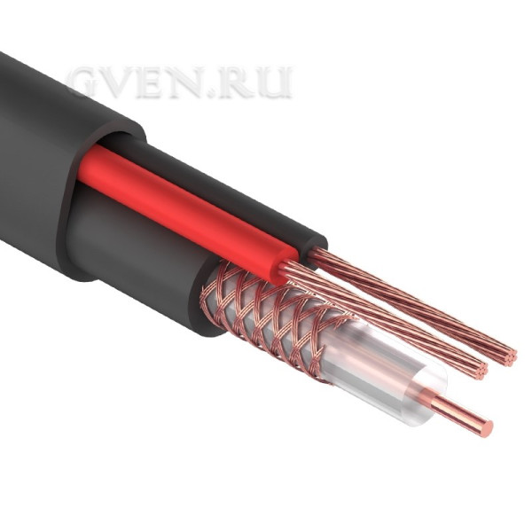 Купить Кабель для видеонаблюдения КВОС-П + 2х0.5мм²., 100м., черный, OUTDOOR REXANT 01-4052 SDS 01-4052 SDS