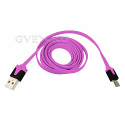 USB кабель универсальный microUSB шнур плоский 1М розовый