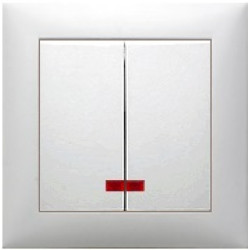 Выключатель 2-клавишный, с индикаторами (схема 5L) 16 A, 250 B (белый) Серия LK60 Экопласт, арт. 861204