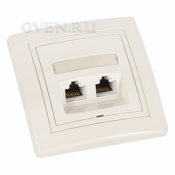 Купить Розетка компьютерная,двойная с Keystone модулем.Рамка,вставка,накладка белая,RJ45, 5e кат 78-0163 SDS 78-0163 SDS
