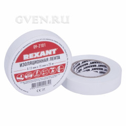 Изолента 15мм х 25м белая  REXANT