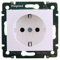 Розетка электрическая Legrand Valena, 2к+З, 16А, 58x51, шторки защитные, цвет: белый, автоматические зажимы