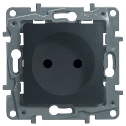 LEGRAND 672634 Модуль розетки 2К со шторками, 10AX, с винтовыми зажимами, немецкий стандарт, антрацит, ETIKA