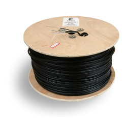 Кабель витая пара Cabeus, U/UTP, 4 пар., кат. 5е, 100МГц, d 6,2 мм , AWG24, PE, 305м, бухта, цвет: чёрный, с металлическим тросом d 2 мм