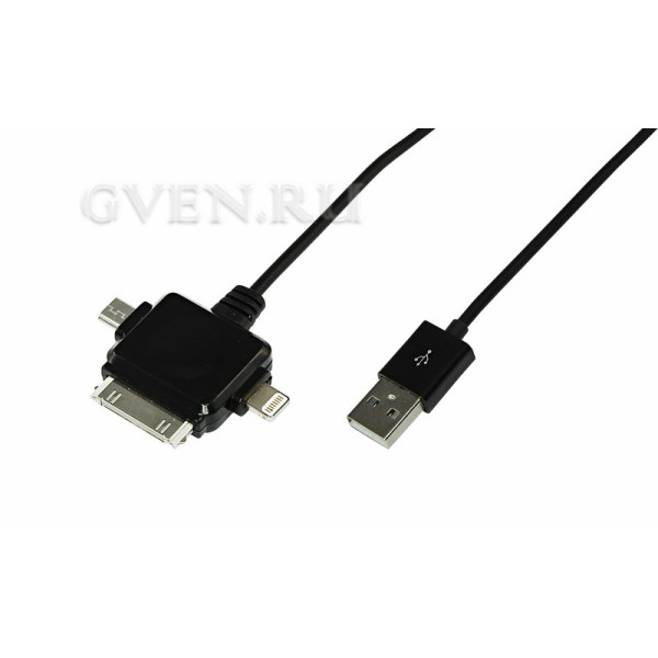 Купить USB кабель 3 в 1 для iPhone 5/microUSB/iPhone 4 шнур 1М черный 18-4050 SDS 18-4050 SDS