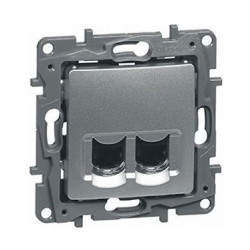 LEGRAND 672452 Модуль розетки двойной RJ11+RJ45, категория 5 UTP, алюминий, ETIKA