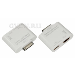 AV адаптер для Iphone 4/4S на HDMI, USB для передачи фото и видео