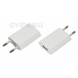 Сетевое зарядное устройство iPhone/iPod USB белое (СЗУ) (5V, 1 000 mA) блистер