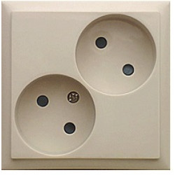 Розетка двойная со шторками без заземления (бежевый) Серия LK60 Экопласт, арт. 863601