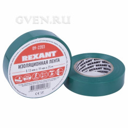 Изолента 19мм х 25м зеленая  REXANT