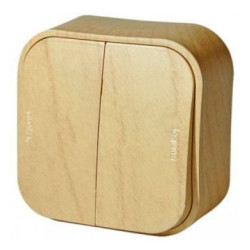 LEGRAND 782262 Выключатель 2-клавишный 10A, дерево, Quteo