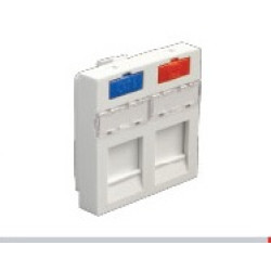 Вставка, лицевая панель для keystone Jack роз. информ., 45x45, RJ, 2 входа, белая, арт. 87002