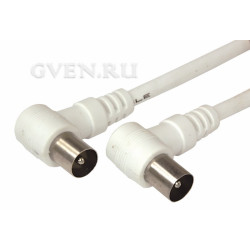 Шнур TV Plug - TV Plug  1.5М  Угловой  Белый  REXANT