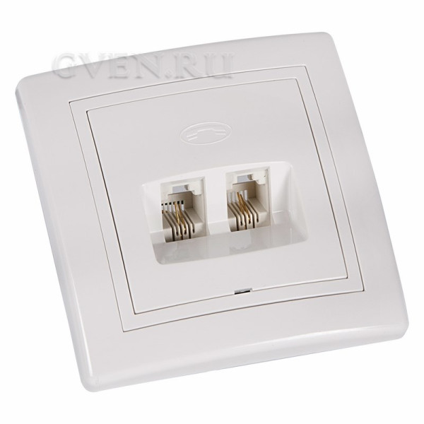Купить Розетка телеф., двойная.С двумя отдельными линиями.Рамка,вставка,накладка белая,RJ12, 6/2. 78-0159 SDS 78-0159 SDS