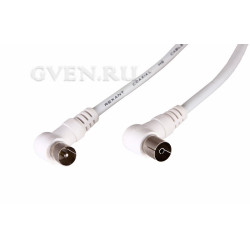 Шнур TV PLUG - TV JACK  5М  Угловой  Белый  REXANT