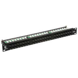 Коммутационная патч-панель Cabeus, 19", 1HU, 48xRJ45, кат. 6, экр., порты в 2 ряда, цвет: чёрный, (PLHD-48-Cat.6-Krone)