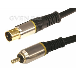 Шнур SVHS Plug - 1RCA Plug  10М  (GOLD)  металл (PL-3549)