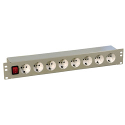 REC-S564-GY Блок силовых розеток горизонтальный 19, 8 позиций 10A, серый REC-S564-GY Блок силовых розеток горизонтальный 19, 8 позиций 10A, серый