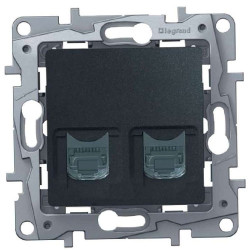 LEGRAND 672652 Модуль розетки двойной RJ11+RJ45, категория 5 UTP, антрацит, ETIKA