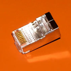 88RBV2S Коннектор разъем вилка RJ-45 под однож и многожильный STP экран. кабель Кат 5е, 50m gold