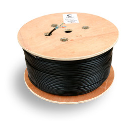 Кабель витая пара Cabeus, F/UTP, 4 пар., кат. 5е, 100МГц, d 7 мм , AWG24, PE, 305м, бухта, цвет: чёрный