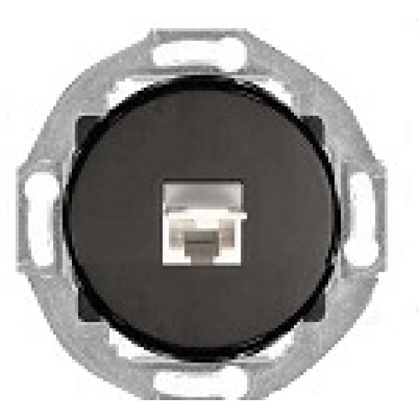 Купить 886108 Розетка компьютерная RJ-45 кат. 5е с накладкой (черный) Vintage 886108 Экопласт