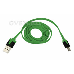 USB кабель универсальный microUSB шнур плоский 1М зеленый