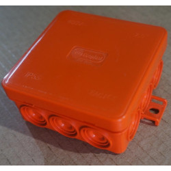 JBL085 Коробка огн. E110, о/п 85х85х38мм, без галогена, 12 вых., IP55, 2P, (0,15-2,5 мм²), цвет оранж. Экопласт