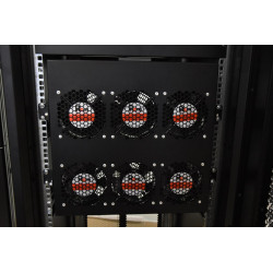 Модуль вентиляторный 19" 1U, 6 вентиляторов, регул. глубина 390-750 мм с контроллером, черный