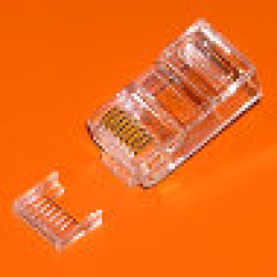 8P8C50-B5N Коннектор разъем вилка RJ-45 под однож UTP кабель Кат 5Е, 50m gold, со вставкой