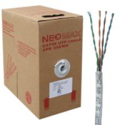 NM11001  Кабель NEOMAX витая пара (UTP), категория 5e, 4 пары (25 AWG), одножильный (solid), серый (бухта 305м) NM11001  Кабель NEOMAX витая пара (UTP), категория 5e, 4 пары (25 AWG), одножильный (solid), серый (бухта 305м)