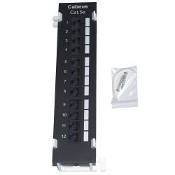 Коммутационная патч-панель Cabeus, настенная, 1HU, 12xRJ45, кат. 5е, экр., порты в 1 ряд, цвет: чёрный, (PL-12-Cat.5e-WL-Krone)