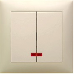 Выключатель 2-клавишный, с индикаторами (схема 5L) 16 A, 250 B (бежевый) Серия LK60 Экопласт, арт. 861201