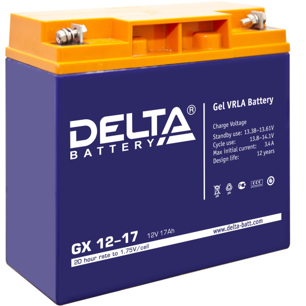 Аккумулятор для ИБП Delta Battery GX, 77х181х167 (ШхГхВ), необслуживаемый электролитный, цвет: синий, (GX 12-17) цены опт и розница скидки Аккумулятор для ИБП Delta Battery GX, 77х181х167 (ШхГхВ), необслуживаемый электролитный, цвет: синий, (GX 12-17) цены опт и розница скидки