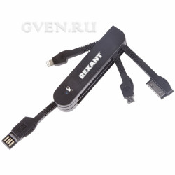 USB переходник "нож" 3 в 1 для iPhone 5/microUSB/iPhone 4 черный REXANT