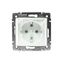 Розетка электрическая Legrand Valena, 2к+З, 16А, 58x51, шторки защитные, цвет: белый, винтовые зажимы, крышка