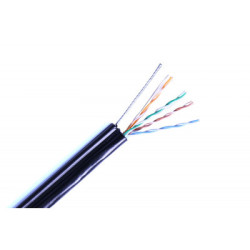 Кабель категории 5е, 4 пары U/UTP, 24AWG, PE, черный, внешний с тросом, катушка 305
