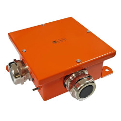 SMB120 Коробка металлическая, огнестойкая E-110, о/п 120х120х60, 1 метал. гермоввод 14-22мм. + 3 метал. заглушки, IP66, 3P, (0,15-2,5 мм²), цвет оранжевый Экопласт