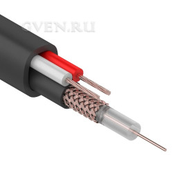 Кабель для видеонаблюдения KBK-П- 2x0,75мм², 200м., черный OUTDOOR  REXANT